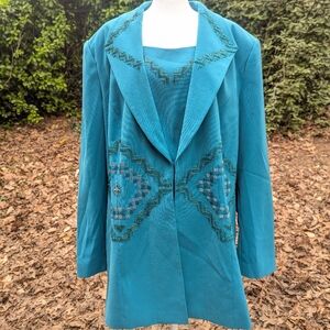 VTG Ben Marc International Turquoise Beaded Blazer Jacket Size 20 Southwestern